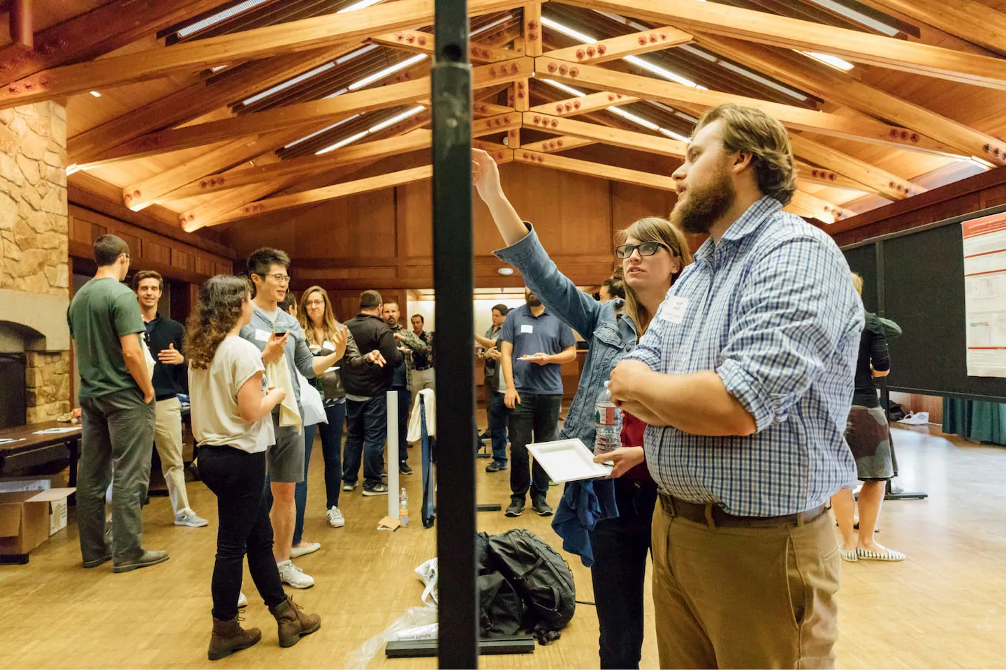 Founders and researchers networking at an event